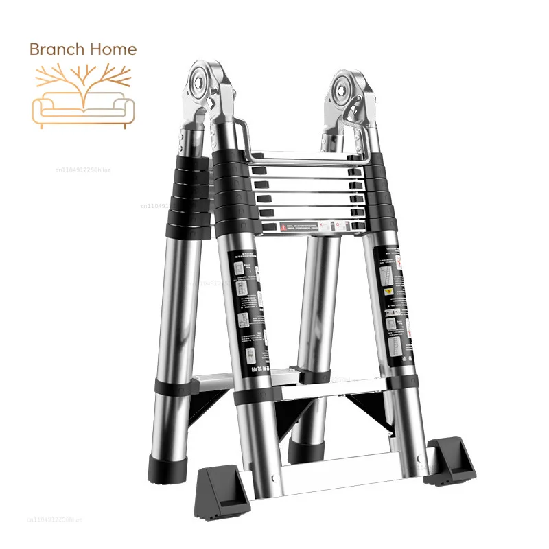 Telescopic ladder Multifunctional stainless steel herringbone walking ladder Folding lift straight ladder Thickened engineering