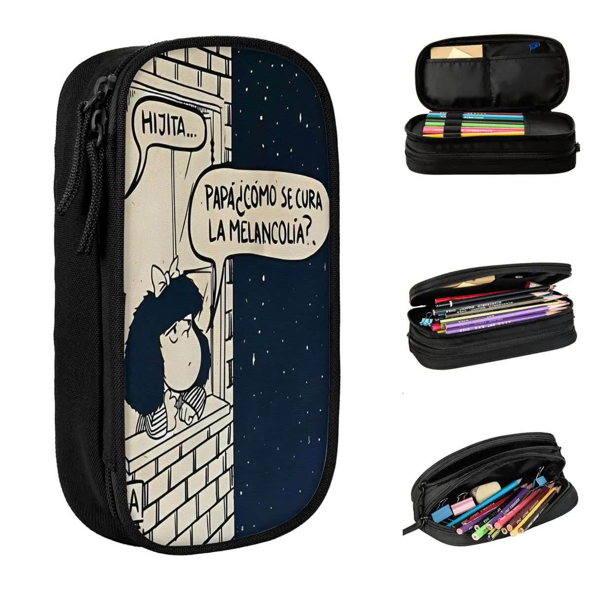 Estuches para lápices Mafalda por la noche, portalápices de dibujos animados de Anime, bolsas para estudiantes de gran capacidad, regalos de oficina, estuches para lápices