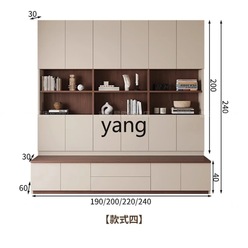 

LH solid wood bookshelf floor storage card holder bookcase integrated whole wall living room storage cabinet