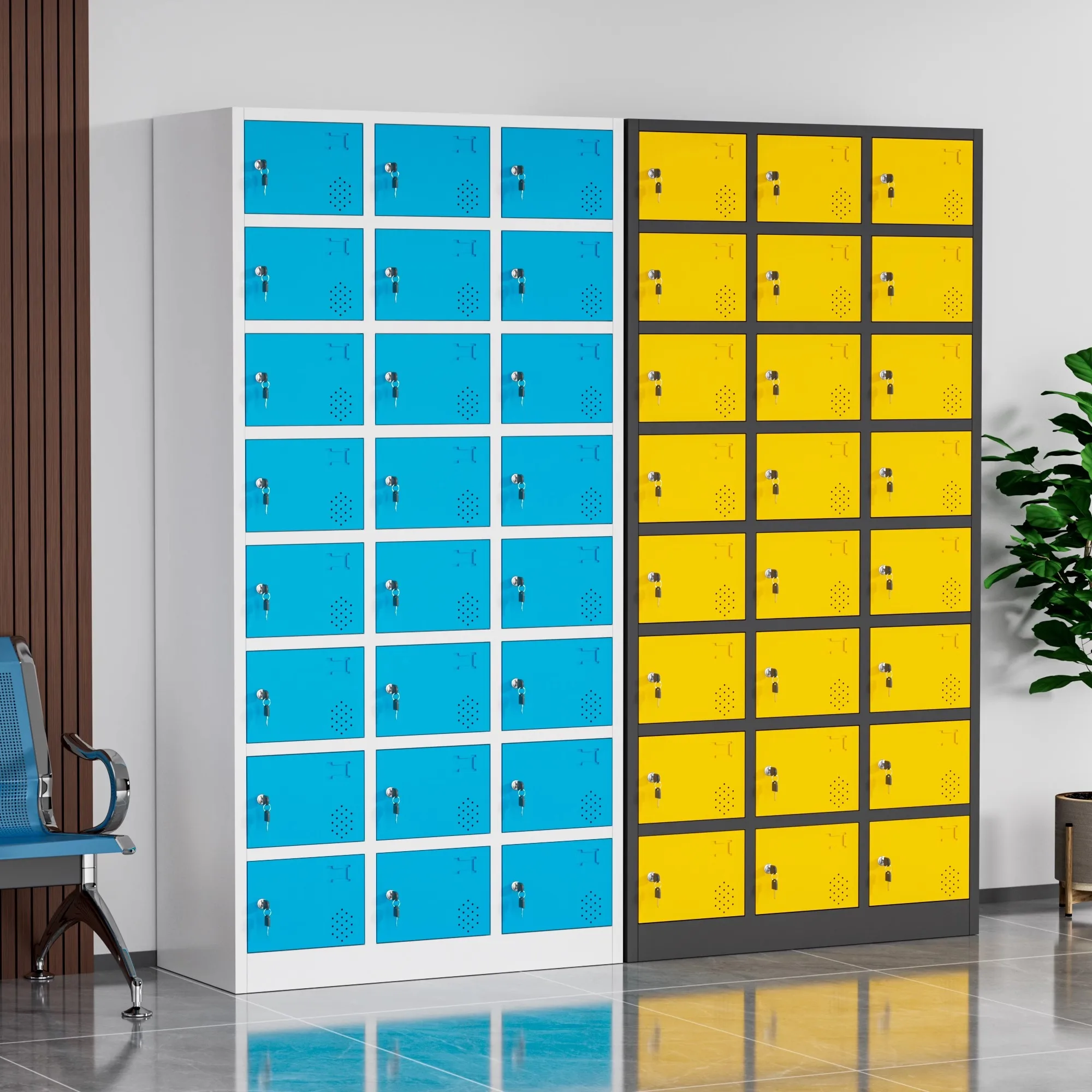 Wholesale 24-Door Steel Student Employee Staff Locker Durable Eco-Friendly Hospital Living Room Storage Cupboard Changing Room
