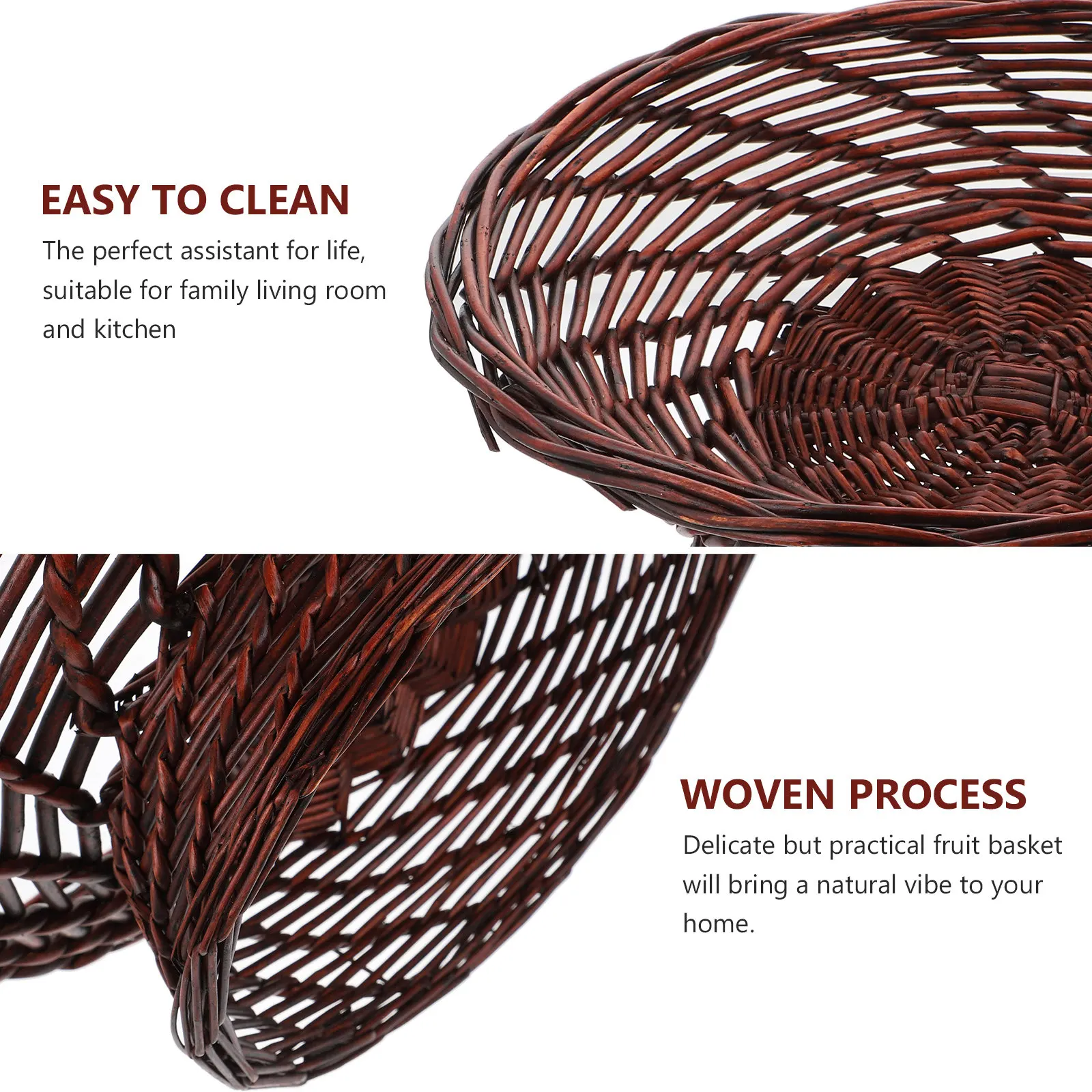 Willow Woven Fruit Basket Natural Handwoven Snack Storage Tray for Kitchen Living Room Decor