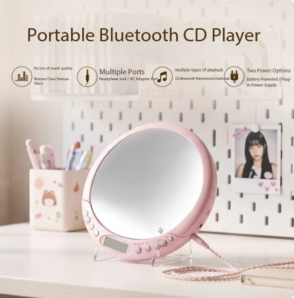 High Quality Sound Walkman CD Player Looping Function Music Player LCD Screen Display Portable CD Player USB Port