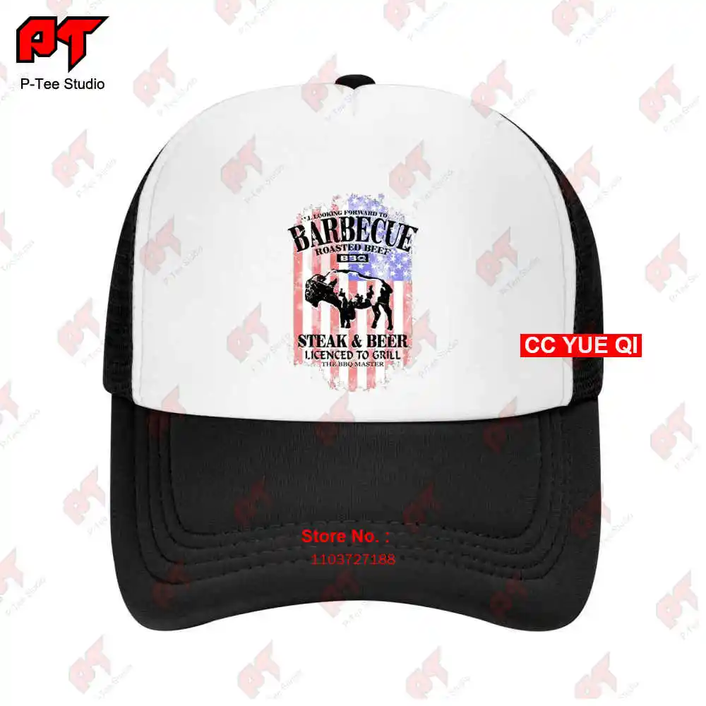 American Bbq Steak & Beer Licenced To Grill Baseball Caps Truck Cap 3X5X