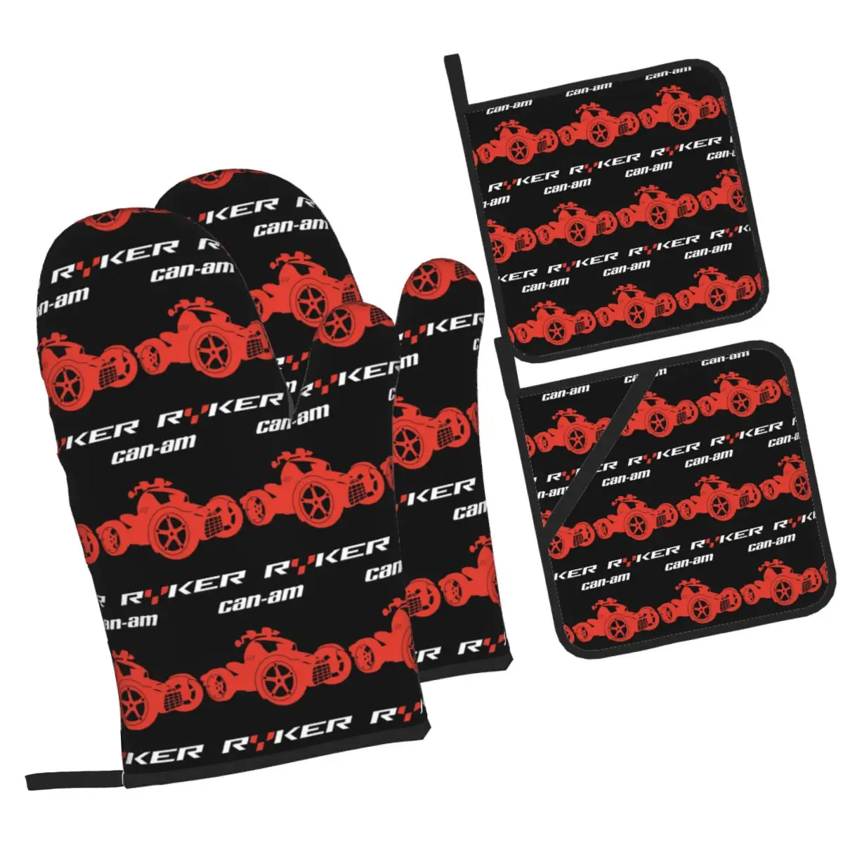 Can I Am Ryker Off-Road Brp Atv Graphic Oven Mitts and Pot Holder Sets of 4 for Baking Cooking Resistant Non-Slip Gloves