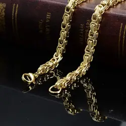 6mm 7-40inch Jewelry Gold Color 316L Stainless Steel Necklace for Men Women Royal Byzantine Box Choker Chain Jewelry Gift