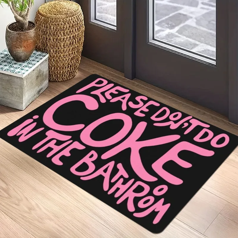 Modern Pop Art Typography Carpet Mat Rug Quote Rose Cork Texture Home Decoration Bathroom Entryway White Black Brown Pink Red