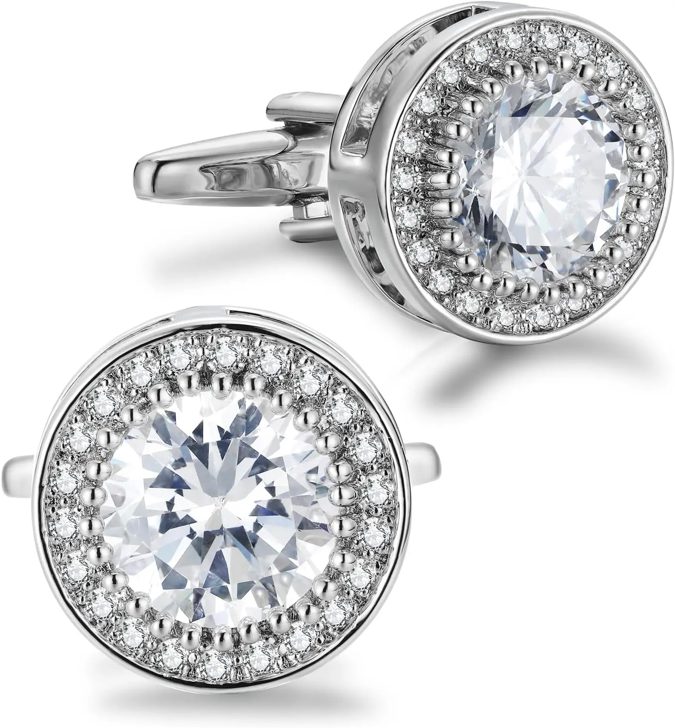 Mancuernillas con Circonitas Brillantes para Hombre - Chapadas en Oro, Regalo para Novio de Boda