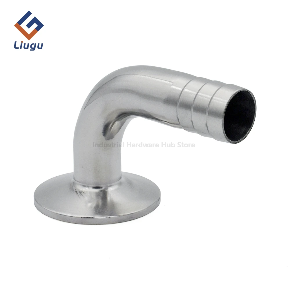 Sanitary 90° Tri Clamp Hose Barb Elbow 304 Stainless Steel, 12.7/14/16/19/25/32/38/51-108mm Hose Barb X Tri Clamp Pipe Fitting