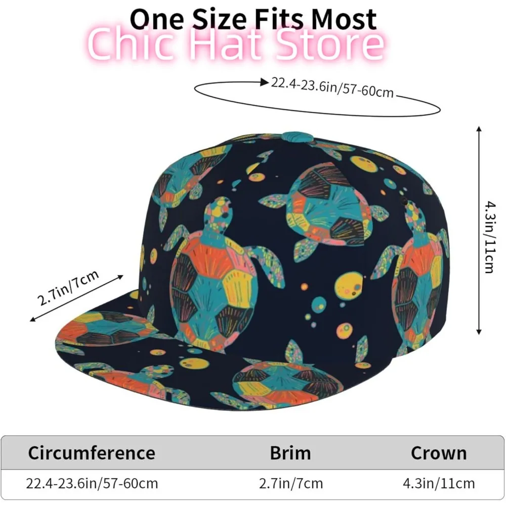 Scales Adjustable Baseball Cap for Women Men Flat Bill Snapback Hat Hip Hop Hat Outdoor Sports Trucker Cap Turtle