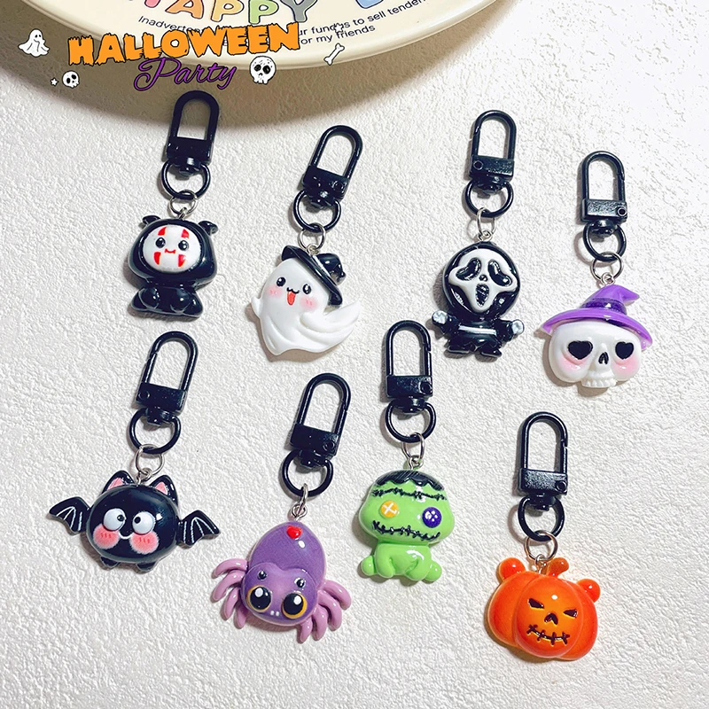 1Pcs Kawaii Resin Bat Spider Skeleton Pumpkin Pendants Crafts DIY Earring Keychain Halloween Bag Hnging Accessories