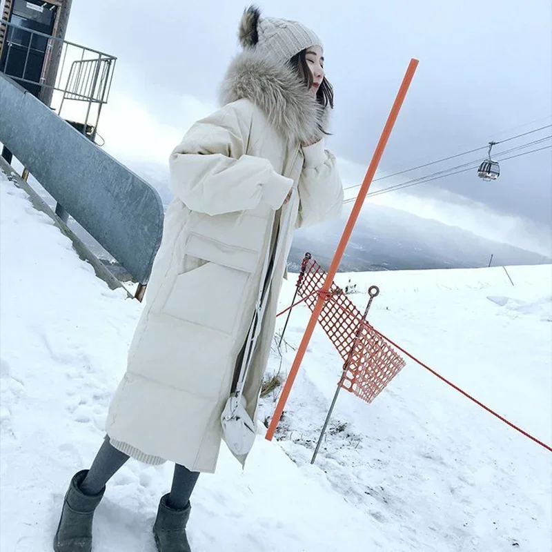 Doudoune d'Hiver en Coton pour Femme, Manteau à Capuche avec Col en Fausse Fourrure, Parkas Chaudes, Vêtements d'Extérieur de Neige Respzed Long