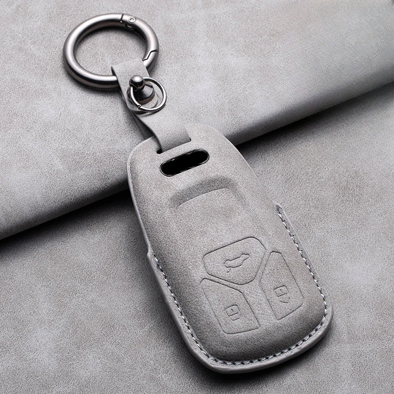 

Leather Car Remote Key Case Cover Shell For Audi A4 B9 A5 A6 8S 8W Q5 Q7 4M S5 S7 TT Protector Fob Keyless Keychain Accessories