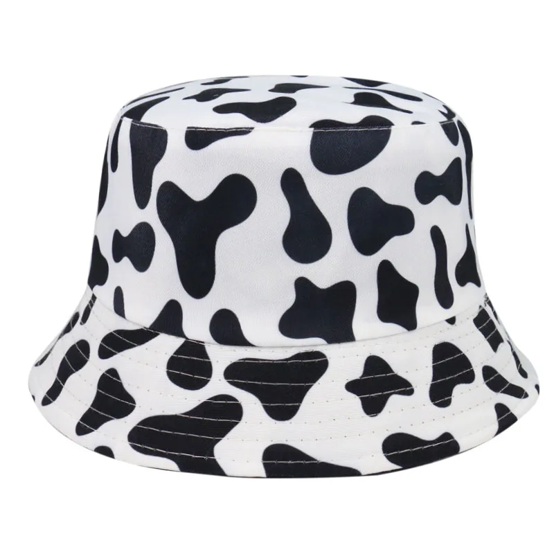 Double-sided Reversible Fisherman Caps Summer Fashion Cow Print Hat White Black Bucket Hat Basin Cap Hats for Women Zebra Gorras