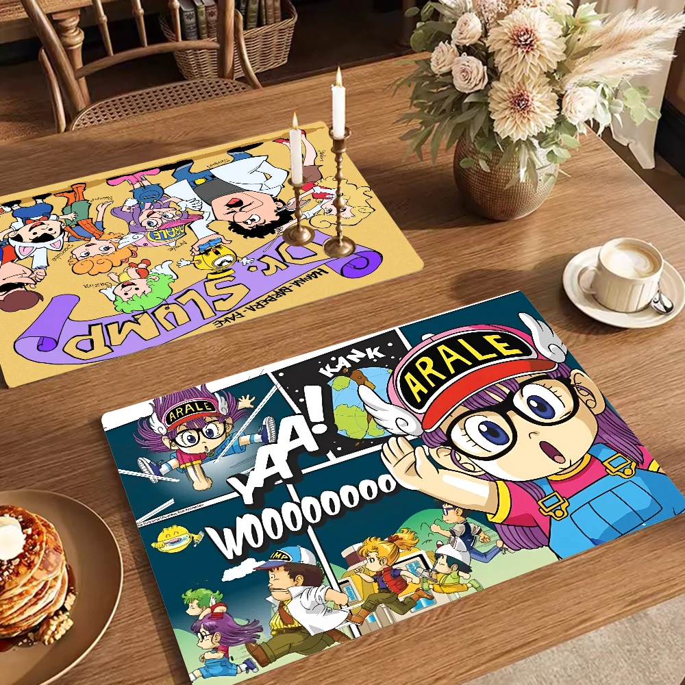 Cartoon Dr Slump Quick Drying Dish Mat Printed Kitchen Tableware Coffee Draining Pad Dinnerware Cup Bottle Placemat