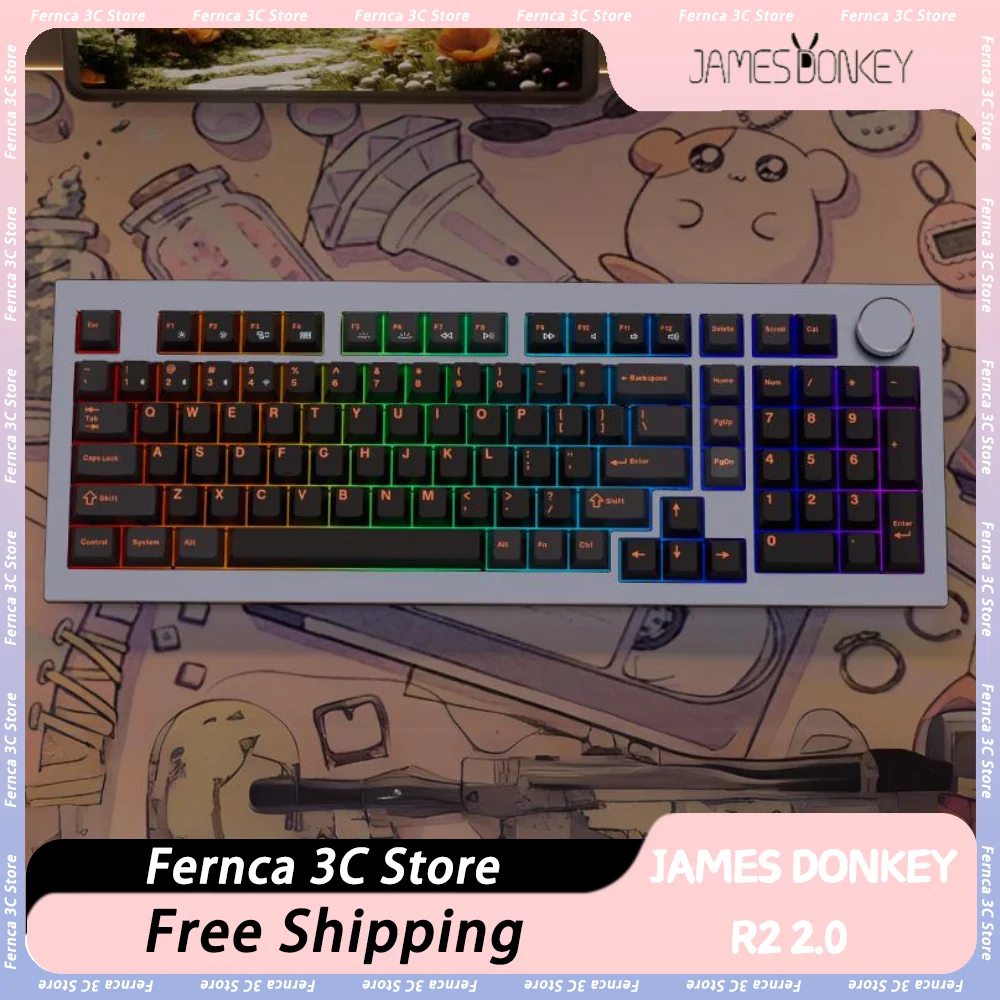 James Donkey R2 2.0 Mechanical Keyboard Aluminum Alloy 3 Mode Wireless Keyboard Hot Swap Gaming Keyboards PC Accessory Constom