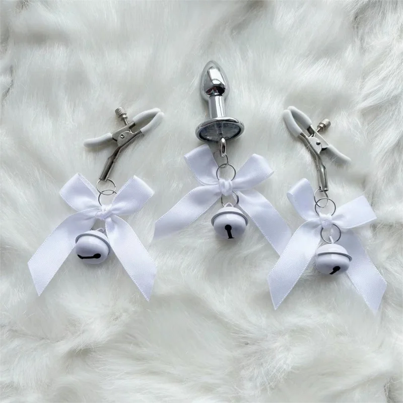 Sexy Bowknot Adjustable Nipple Clamps Breast Flirting Teasing Bdsm Small Bell Adult Fetish Erotic Anal Plug Sex Toys For Women