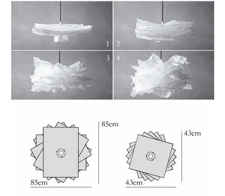 Plafoniera di carta fai da te con lampadina 18w lampadario di carta moderna camera da letto Led soggiorno illuminazione da pranzo fai da te