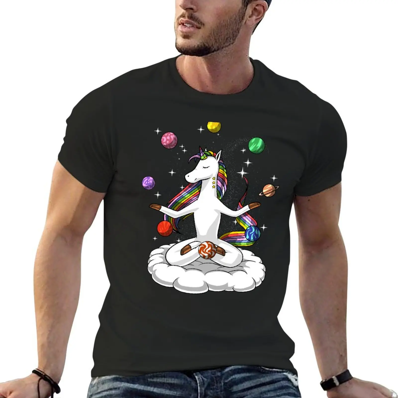 Unicorn Yoga Meditation T-Shirt customs summer tops customs design your own fruit of the loom mens t shirts