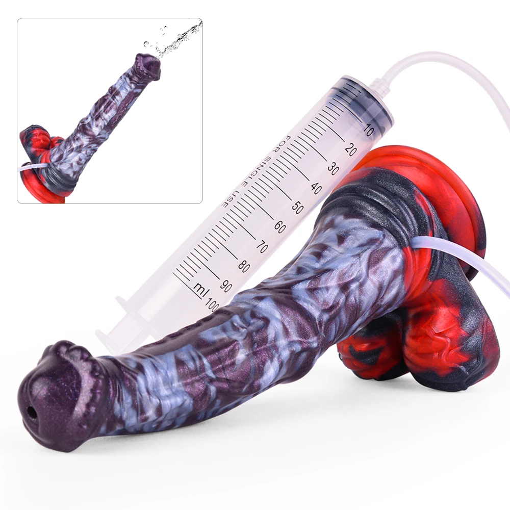 NNSX Ejaculation Long Dildo Female Vagina Penetration Realistic Horse Penis Anal Plug with Suction Cup Women Sex Toys Dick