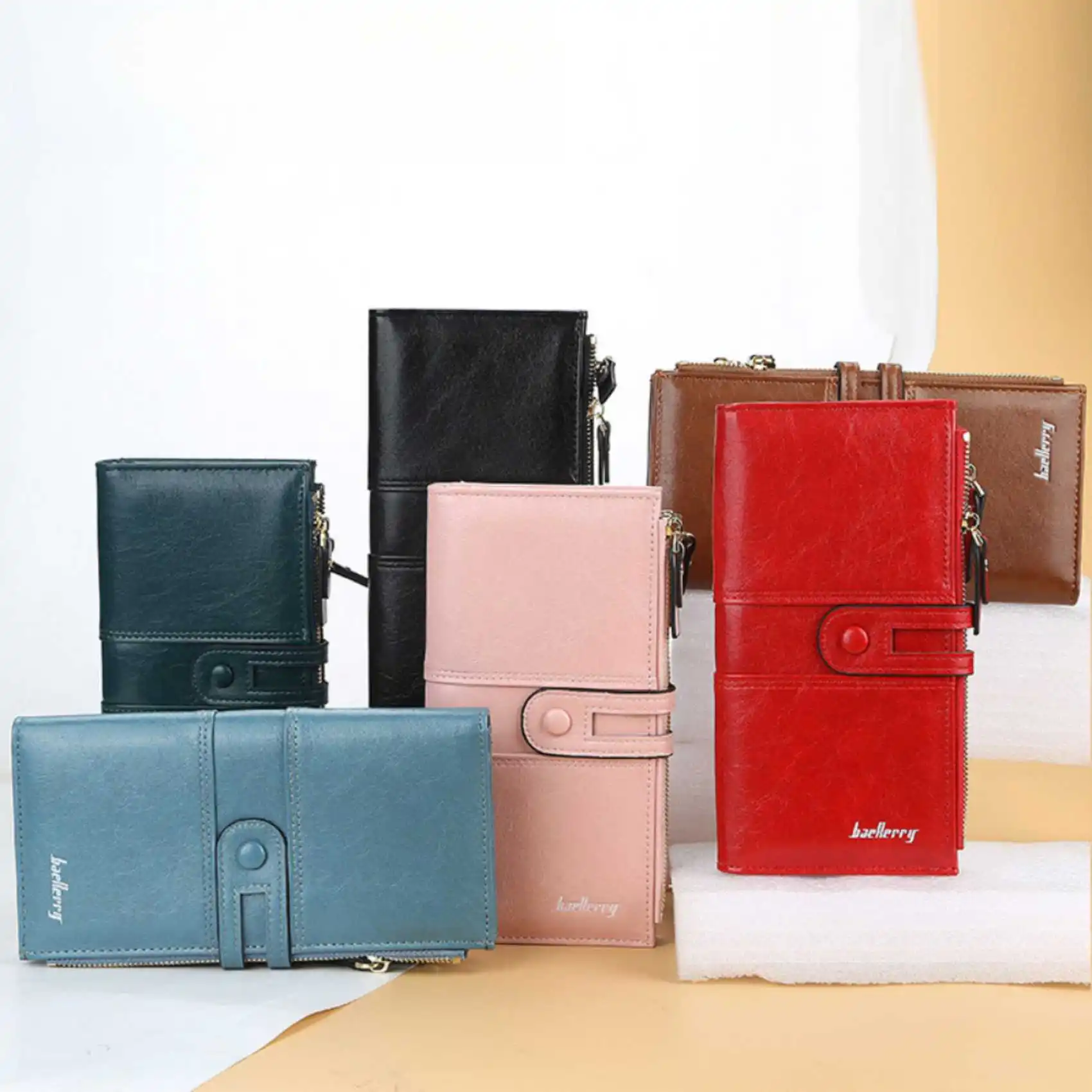 Große Kapazität Doppel-reißverschluss Schnalle Lange Leder Brieftasche Für Frauen Mode Multi-Slot Clutch Tasche Vintage Karte Halter Geldbörse – Detail 1