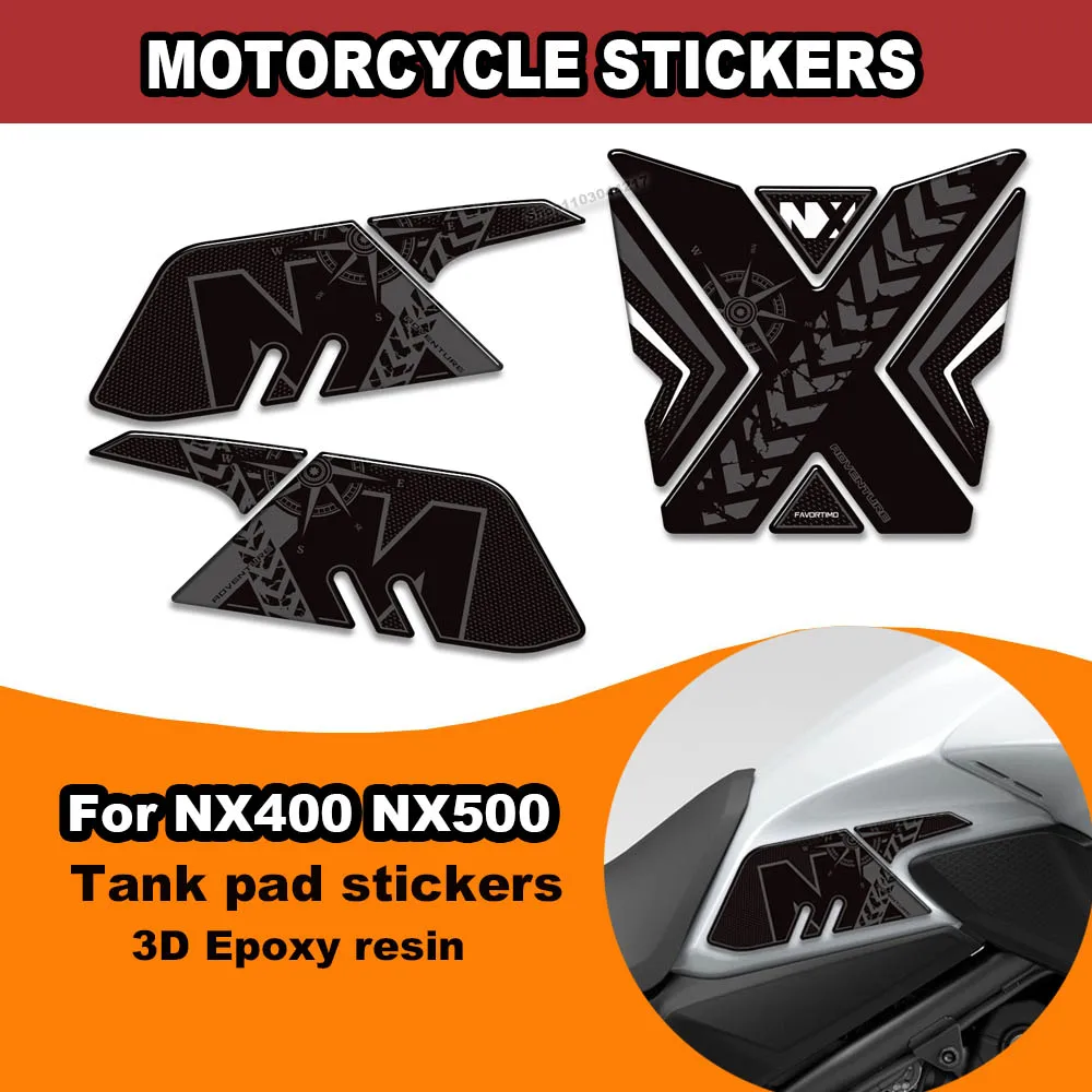 

For Honda NX400 NX500 NX 400 500 2024 2025 Motorcycle Tank pad stickers Protector decals Fish Bone decoration kit