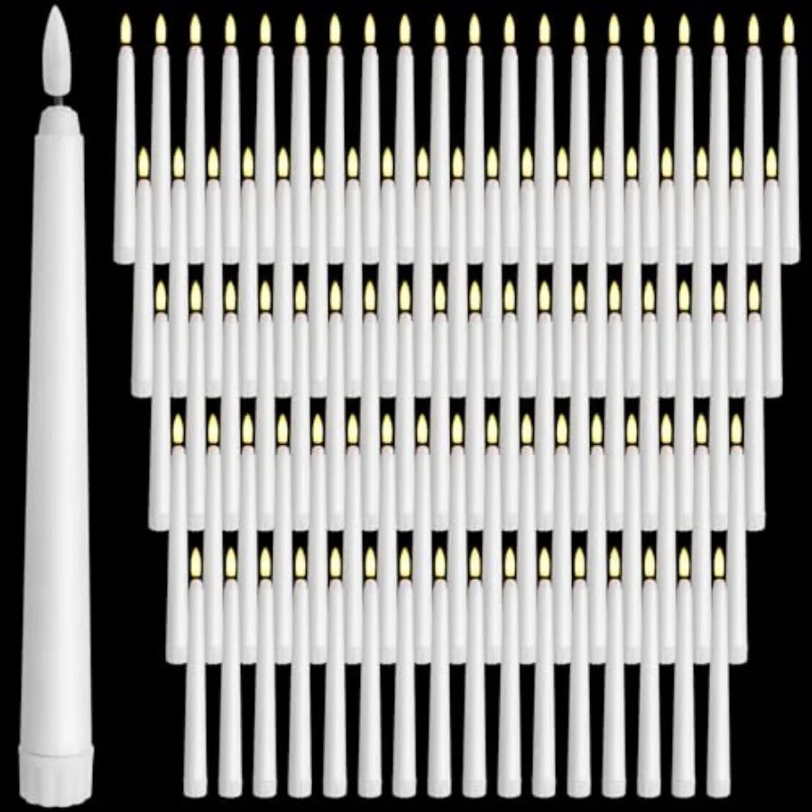 

Pcs Flameless Taper Candles Battery Operated Taper Candles Bulk LED Flickering White Candlesticks for Wedding Church Table Cent