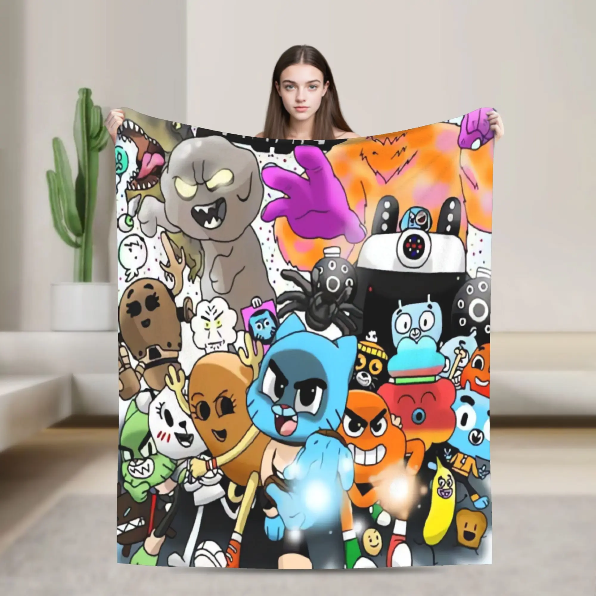 Gumball Gum Ball Watterson Amazing Cartoon Plush Blanket Kids  Flannel Throw Blanket For Living Room Soft Quality Bedspread Gift