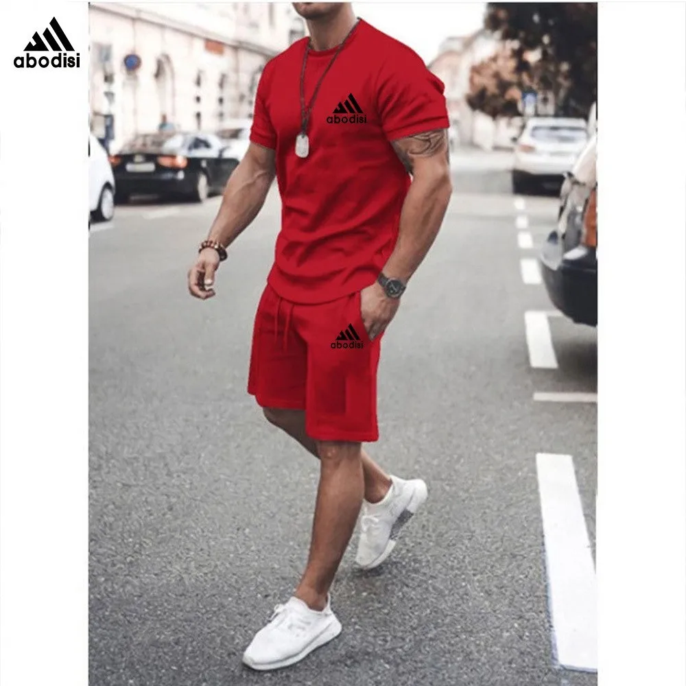 Letni męski dwuczęściowy zestaw z tkaniny lnianej Casual T-Shirt i szorty Zestaw męski Garnitur sportowy Moda Dres z krótkim rękawem Garnitury męskie