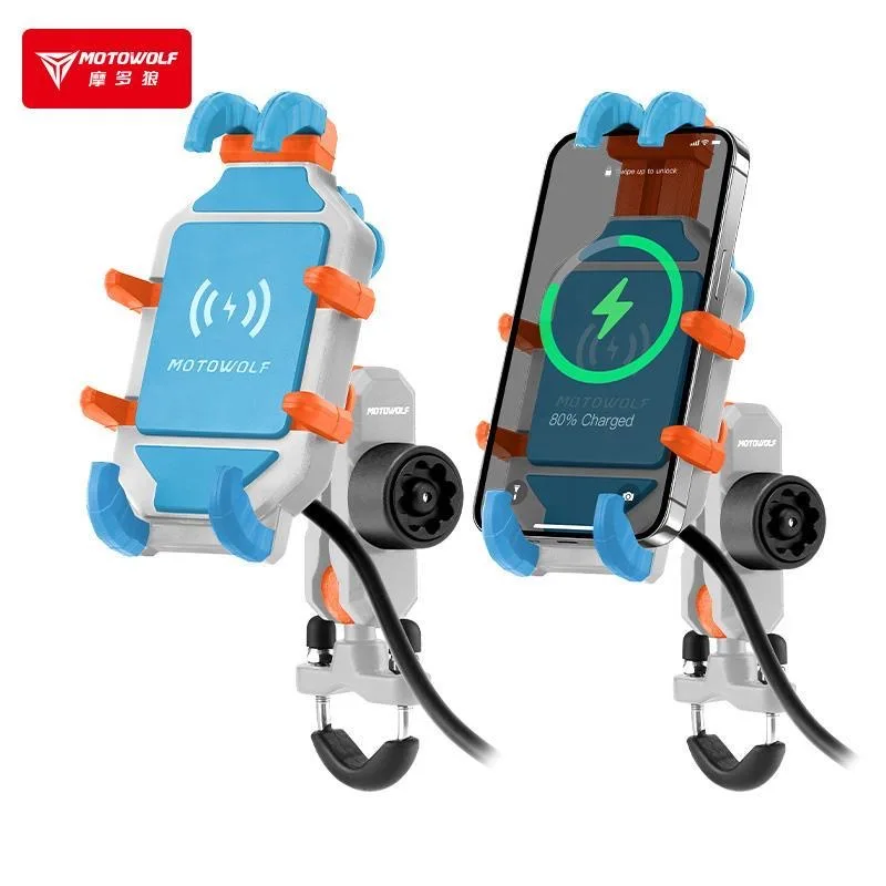 Motorcycle Phone Holder Wireless USB Charging Outdoor Riding Navigation Mobile Phone Bracket Universal Shockproof Fast Charging