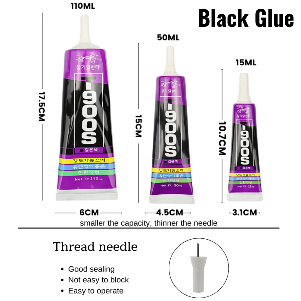 15ML 50ML 110ML Zhanlida Black Glue  Acrylic Friendly Phone Frame Case Repair Glue Low Corrosion Contact Adhesive