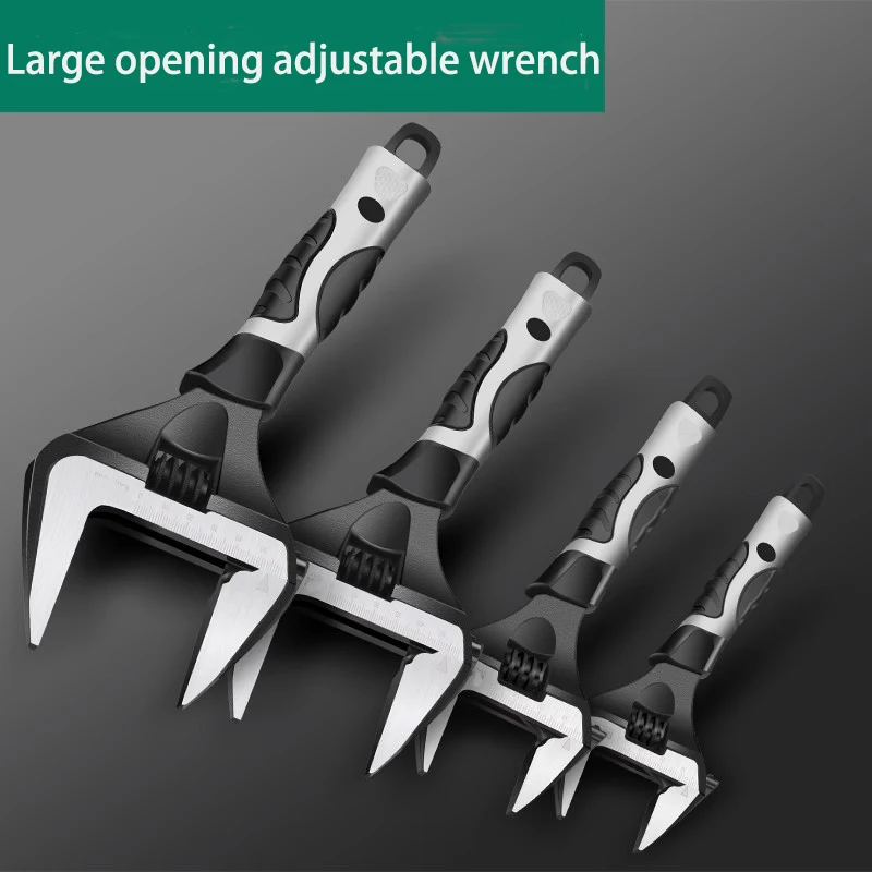 Adjustable Wrench Large Opening Short Handle Mini Monkey Spanner  Rubber Wrapped Key Plumbing Pipeline Bathroom Tools 