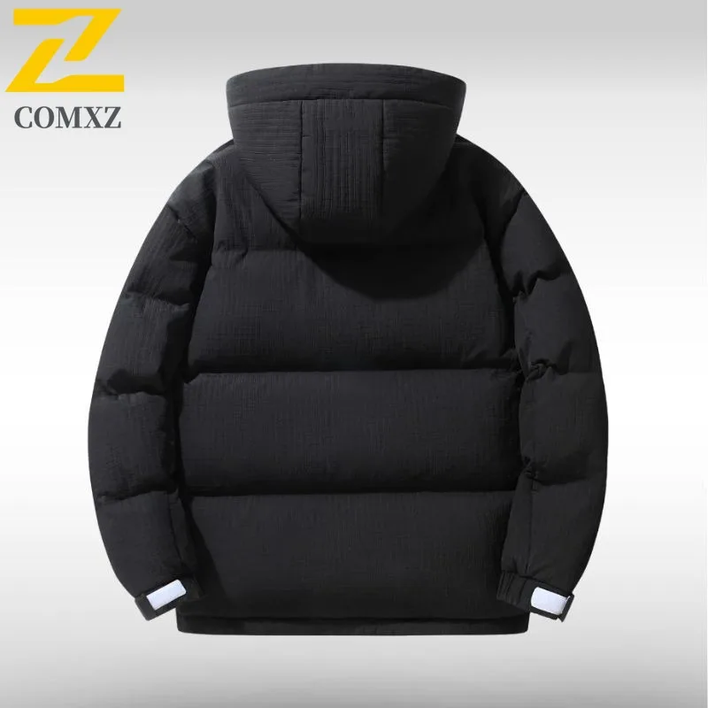 COMXZ Men Winter Jacket Solid Color Thickened Warm Trendy Style Ski Trip Snow Adventure Puffer Jacket High Quality Padding Coat