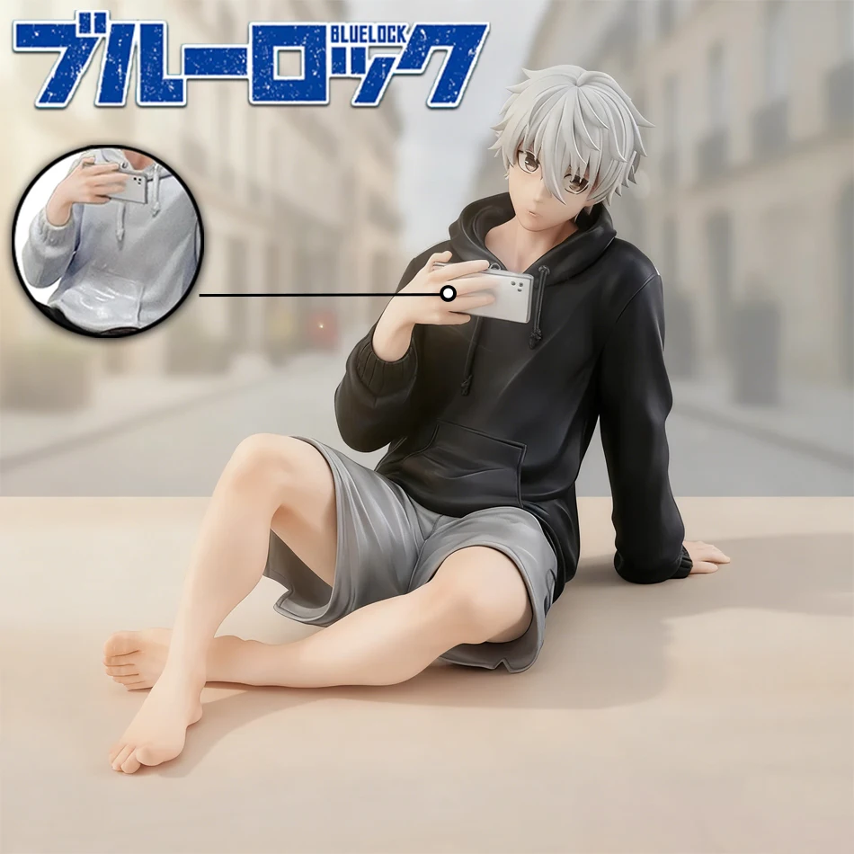 9cm Niedliche Anime Blue Lock Nagi Seishiro Zweifarbige Sitzende PVC-Actionfiguren Sammlerstück Tischdekoration Kindergeburtstagsgeschenk Spielzeug