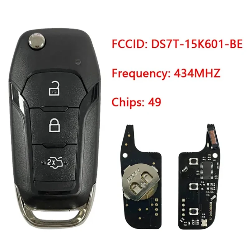 

CN018053 Aftermarket 3 Button Flip Remote Key Fob For Ford Escort New Mondeo 2014-2017 Remote 433MHz ID49