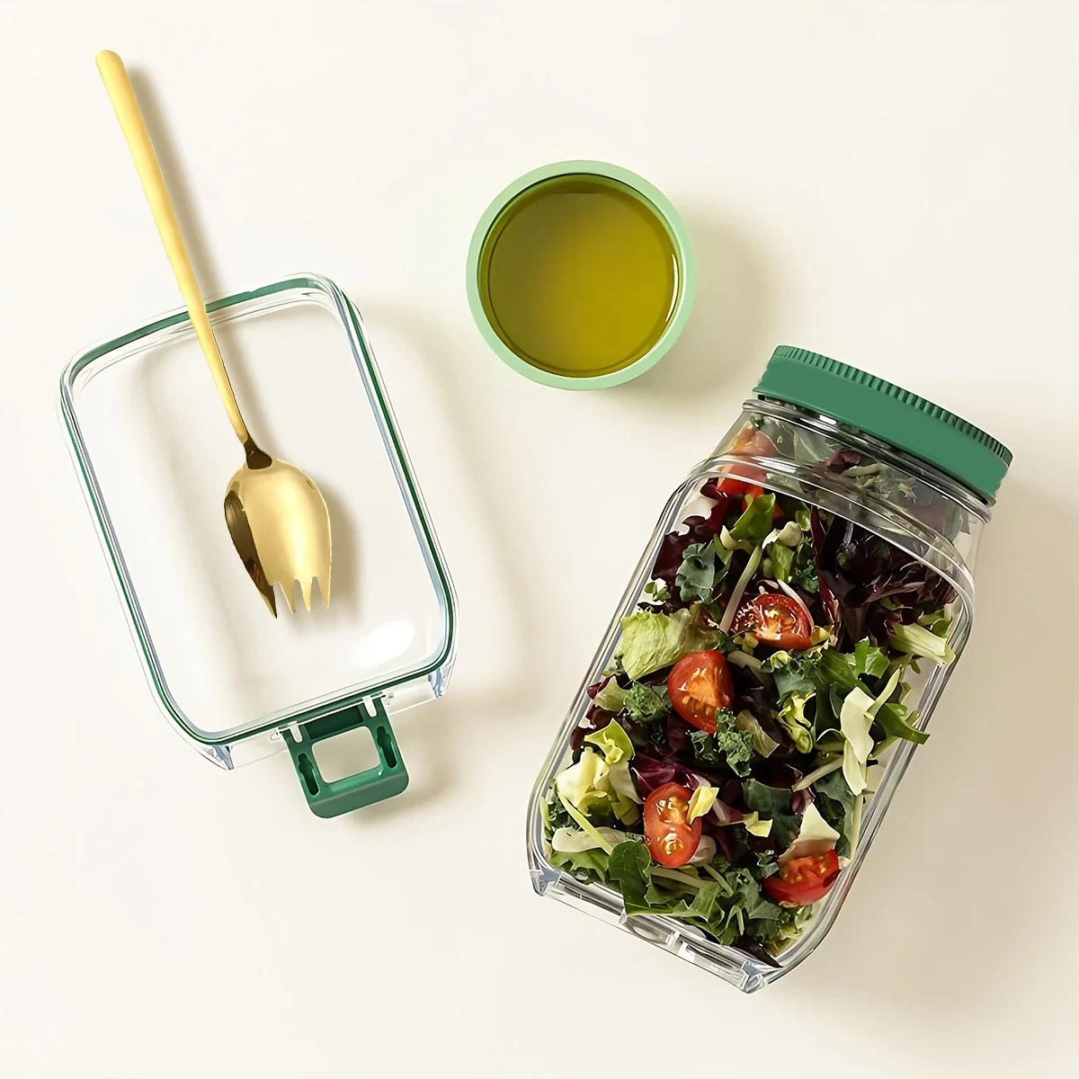 

Salad Pod Built Plastic Leakproof Salad Container with Side Opening Microwave Dishwasher Safe