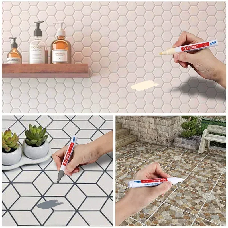 Permanent Tile Pen Wall Grout Restorer Pens White Repair Marker Grout Tile Pen Restorer Pen Renew Repair Tile Wall Floor