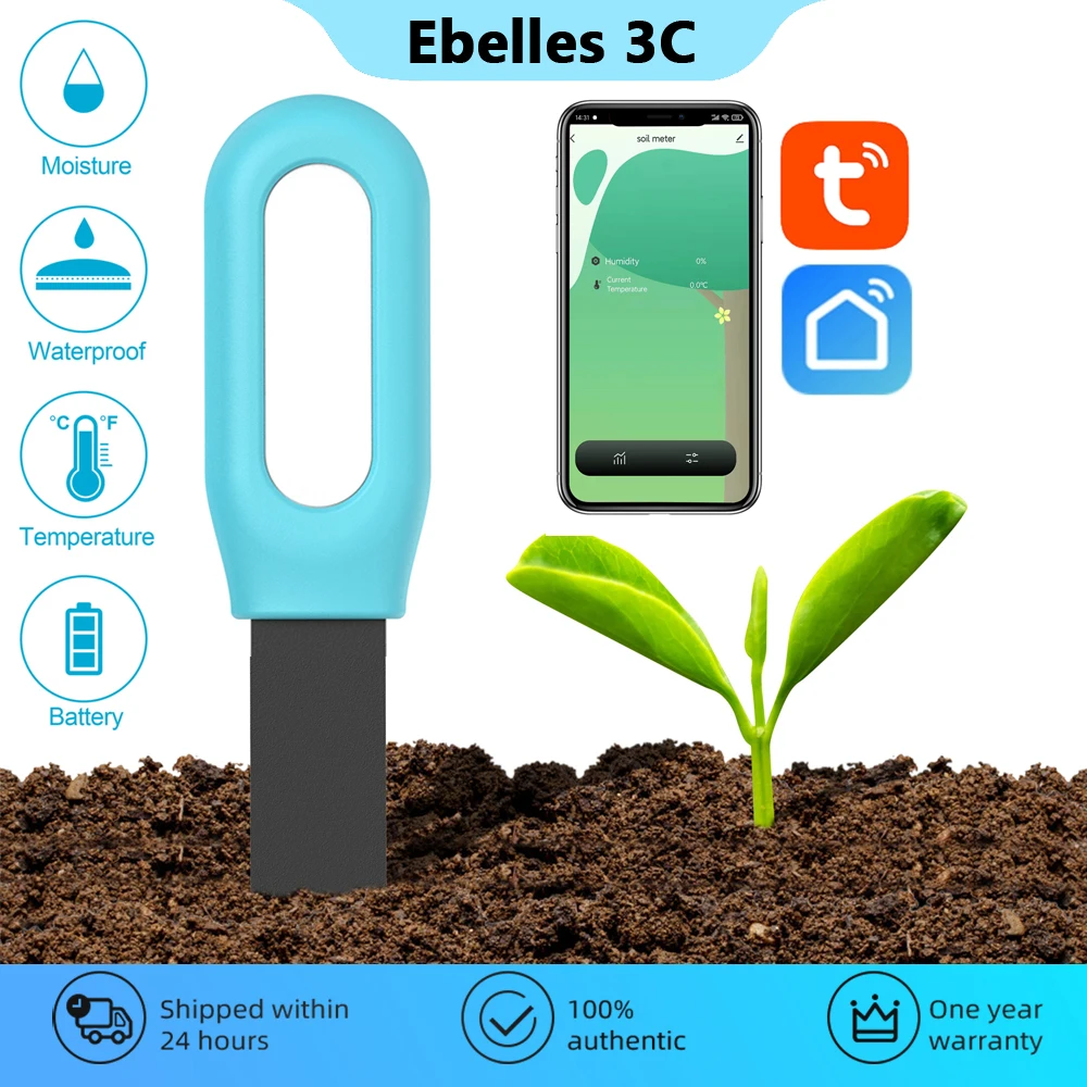 Tuya Soil Moisture Meter Smart Garden Bluetooth Plant Soil Temperature Humidity Monitor Potted Plant Measuring Tool