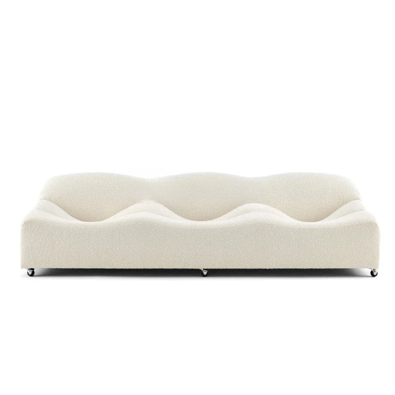 Nordic medieval cream style lamb wool special-shaped wave sofa designer Internet celebrity fabric small apartment creative sofa