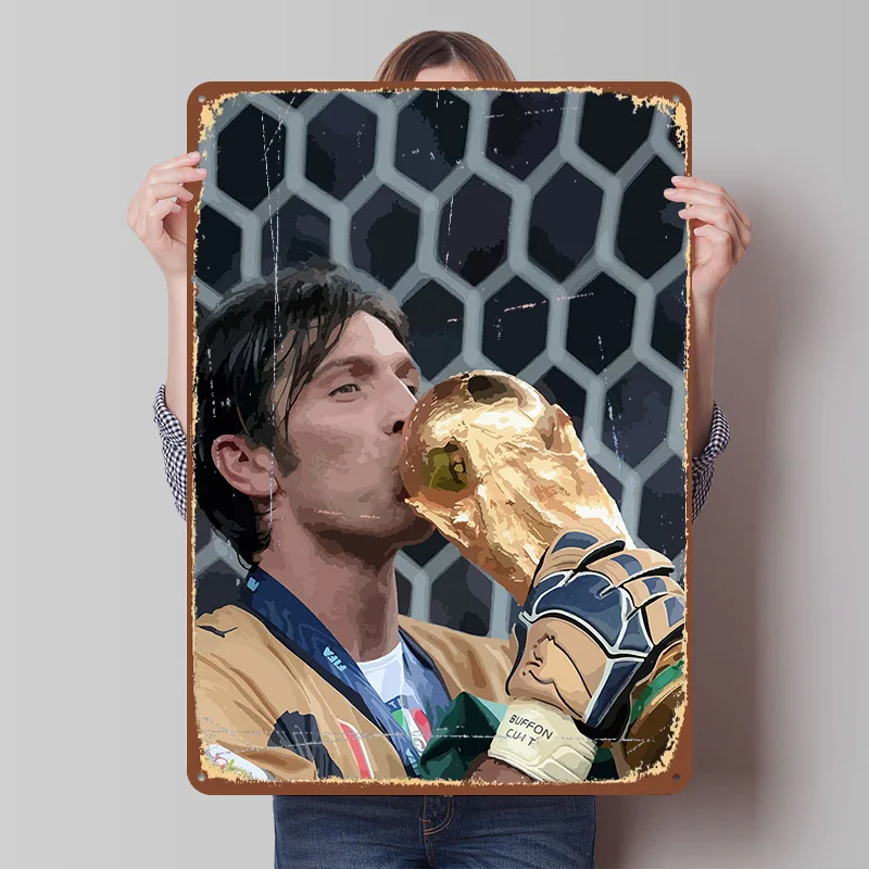 Placa de Metal Personalizada com Imagem do Buffon Beijando o Troféu, Arte de Parede Retro Vintage para Decoração de Quarto e Man Cave