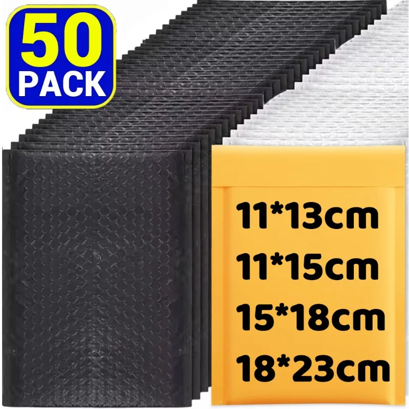 50/40/30/20/10PCS Kraft Bubble Mailers Self-Sealing Paper Envelopes Waterproof Cushioned Padded Foam Shipping Bags for Packaging