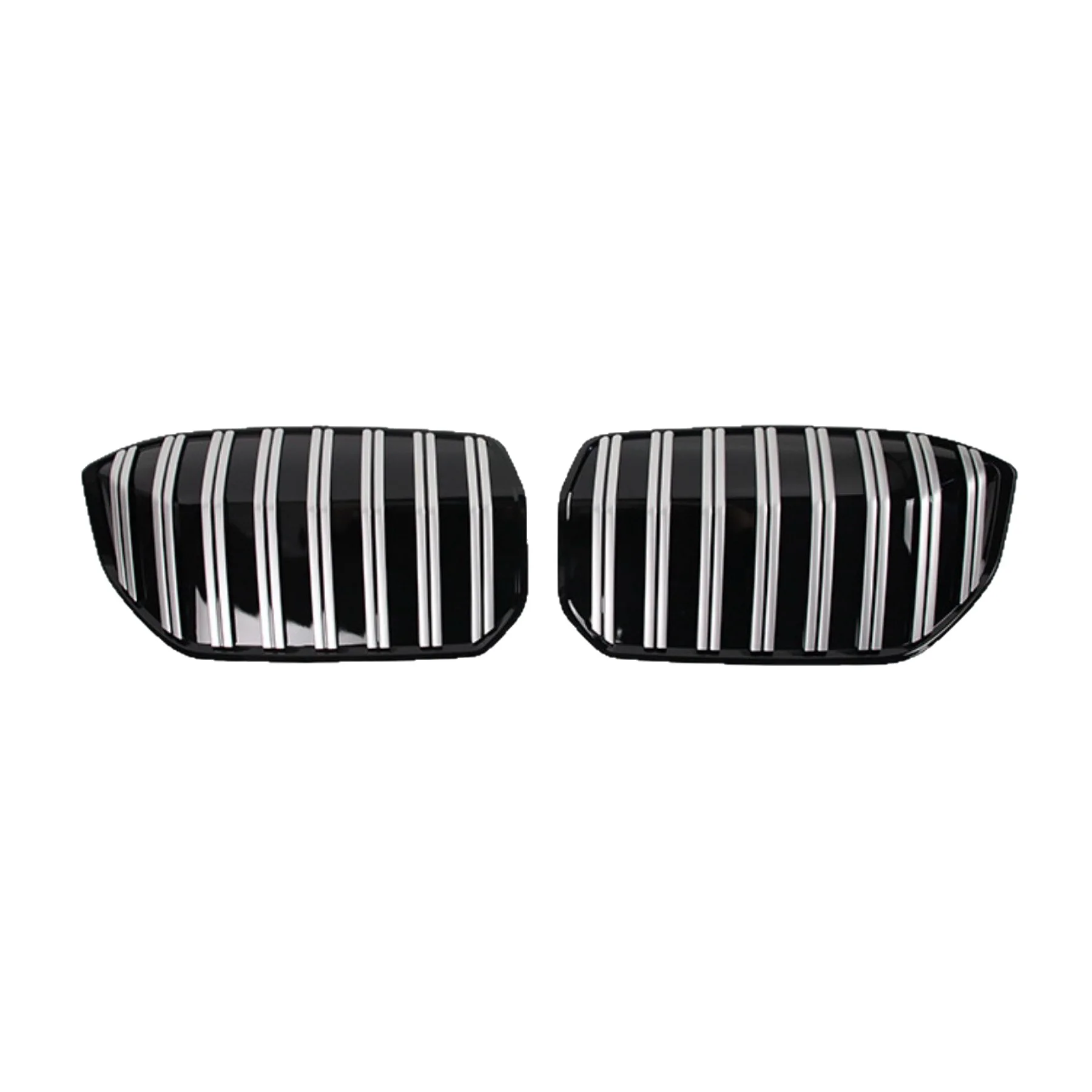 For BMW i3 22-24 Electric Car Front Grille Cover Two Piece Double Vertical Strip Silver Chrome Adhesive Modified Sticker