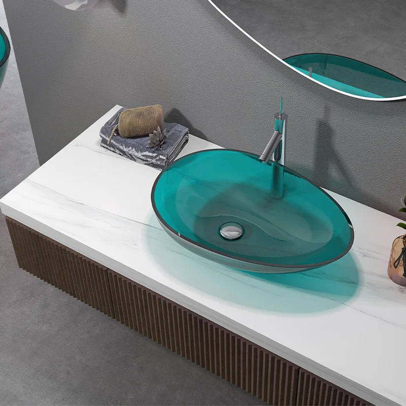 Modern minimalist colored transparent resin washbasin, household washbasin, hotel homestay personalized washbasin