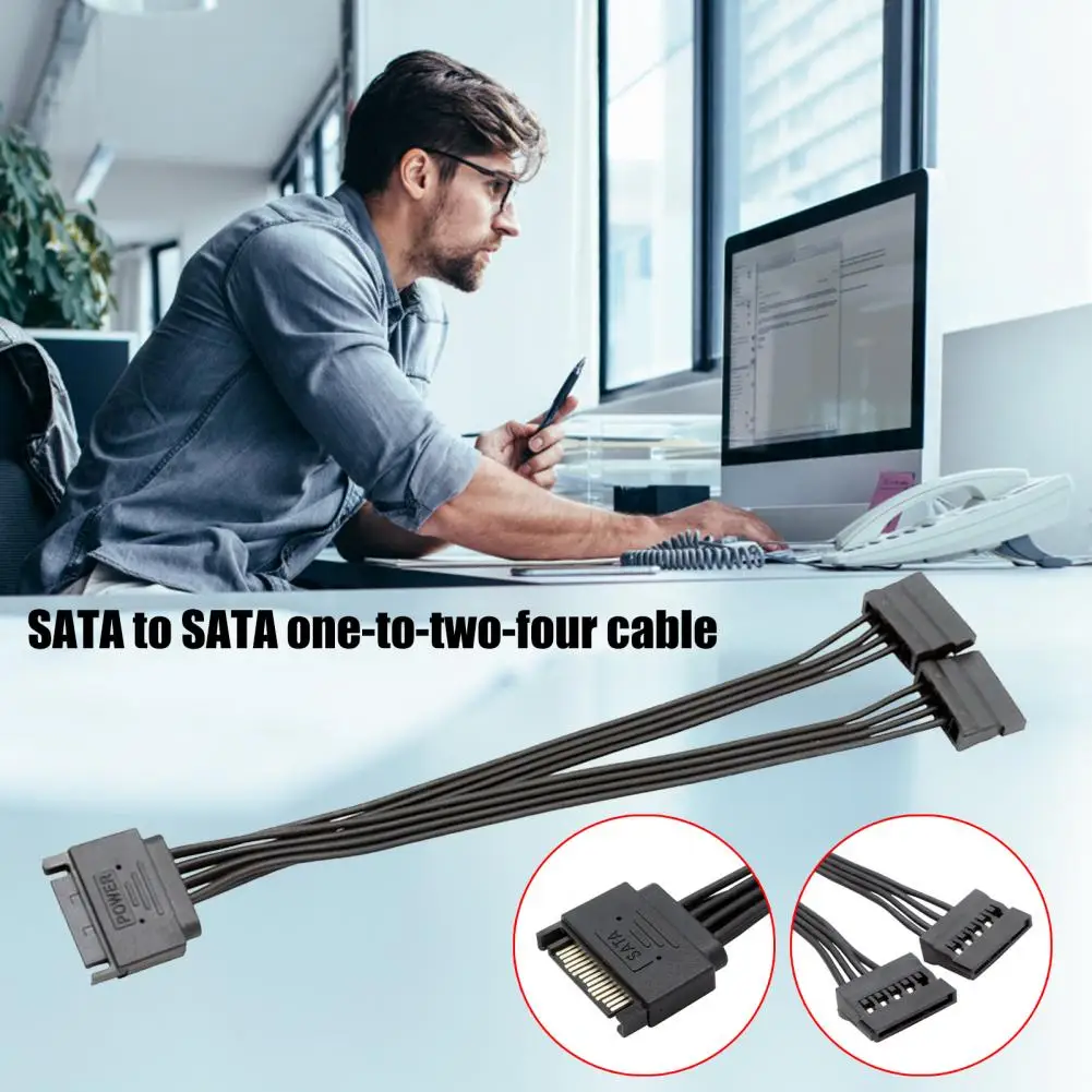 Practical SATA Power Supply Cable Portable Professional 1 to 2 SATA Power Cable High Speed Transmission