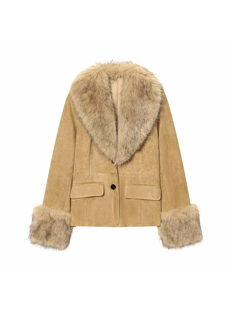 Women New Solid Patchwork Faux Fur Liner Looes Winter Coat Women Street Wear Casual Parkas Female Fashion Parka