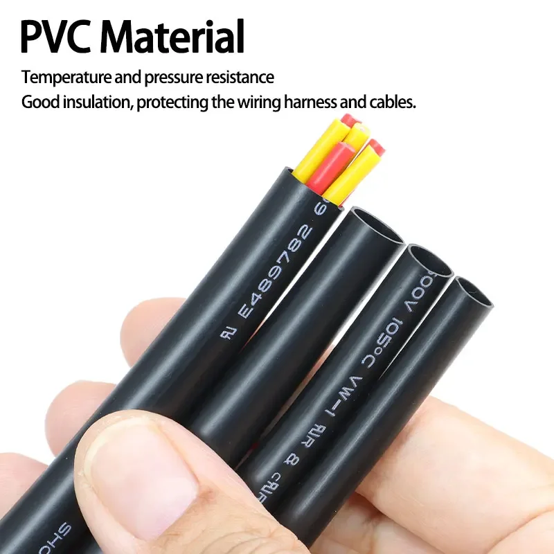 1-10m Soft PVC Cable Hose Diameter 1mm -~20mm Black Non-shrink Temperature Resistant 600V PVC Insulated Protective Wire Pipe