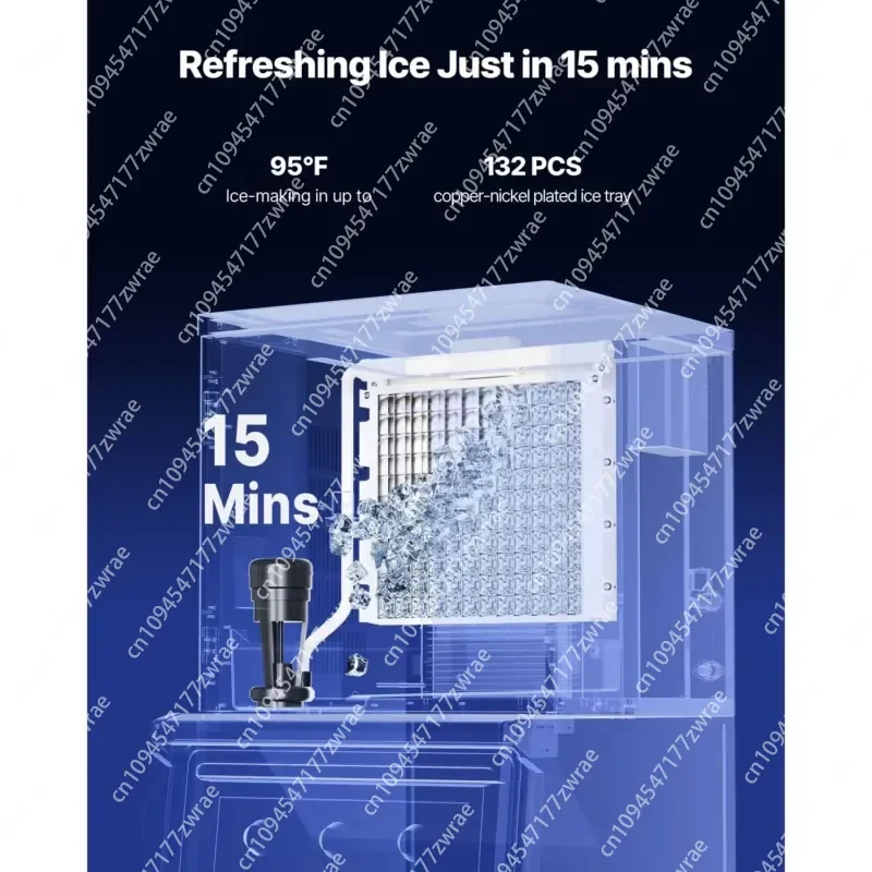 Commercial Kitchen Equipment 300 Lbs/24 h Industrial Ice Maker 20 Inch Stainless Steel Self-Cleaning Scheduled Ice Model - view 3