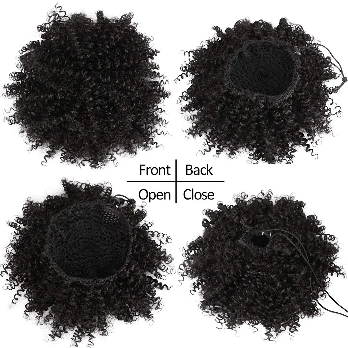 Afro Curly Puff Drawstring Ponytail Synthetic Chignon Wig Ponytail Short Afro Hair Extensions Clip In Hair Buns Pieces For Women