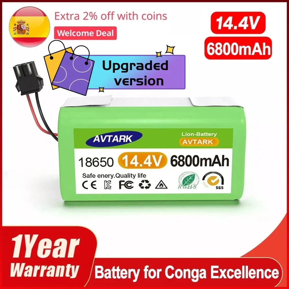 

Upgraded 14.4V 12800mAh Battery Pack for Conga Excellence 950 990 1090 1790 1990 Deebot N79S N79 DN622 Eufy Robovac 11S 12 X500