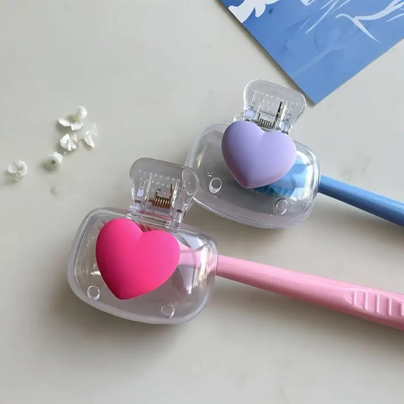 2Pcs Heart Toothbrush Clip Portable Travel Dustproof Toothbrush Head Cover Storage Box Toothbrush Protective Cap