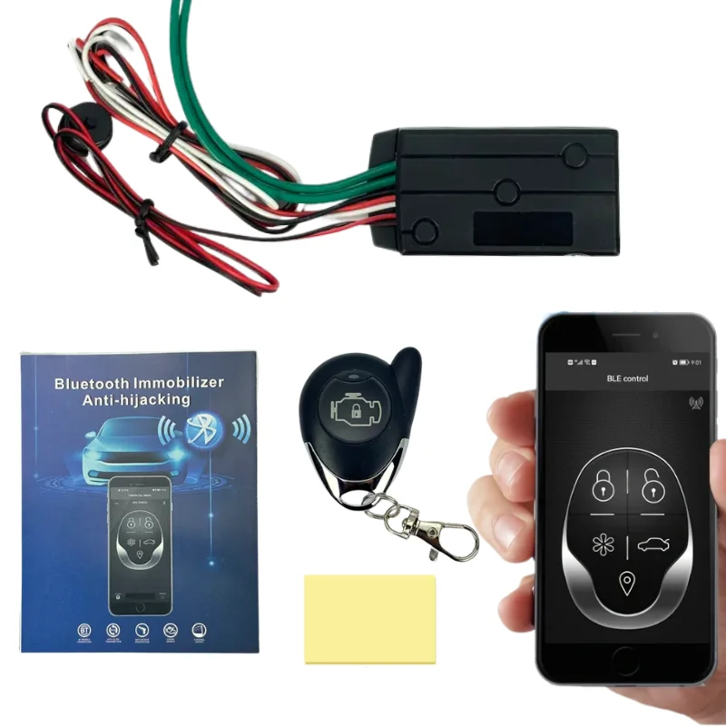Universal 12V Vehicle Security Alarm System Bluetooth APP Control Engine Immobilizer Low Voltage Warning Kit